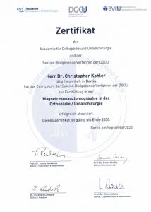 Zertifikat MRT-Diagnostik Schmerzkonferenz